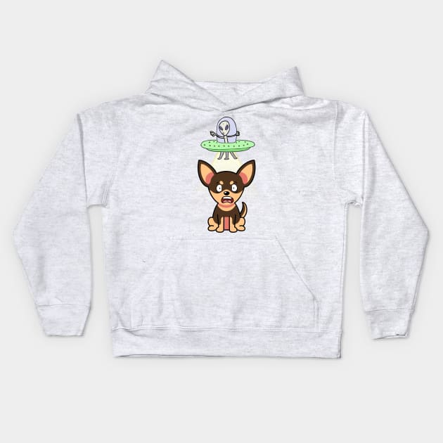 Cute small dog is abducted by aliens Kids Hoodie by Pet Station